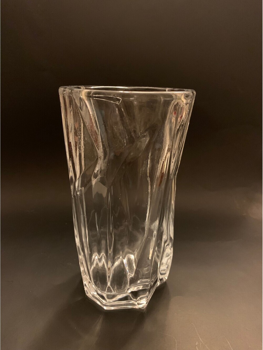 Mid-Century Modern Sculptural Faceted Clear Glass Vase